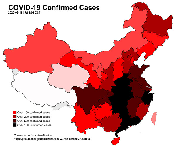 COVID-19 карта Китая.