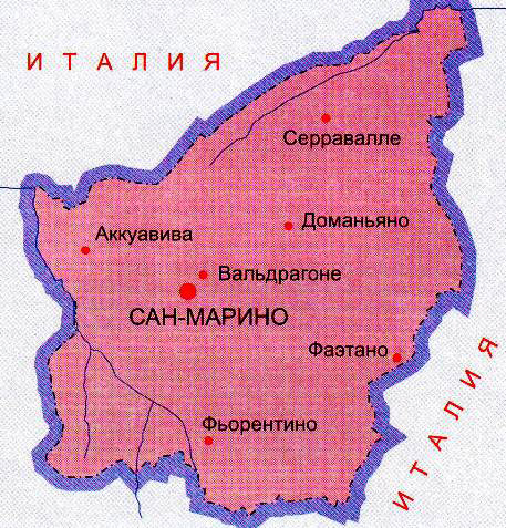 Карта Сан-Марино. Подробная карта Сан-Марино. Все города Сан-Марино на карте. Большая подробная карта Сан-Марино