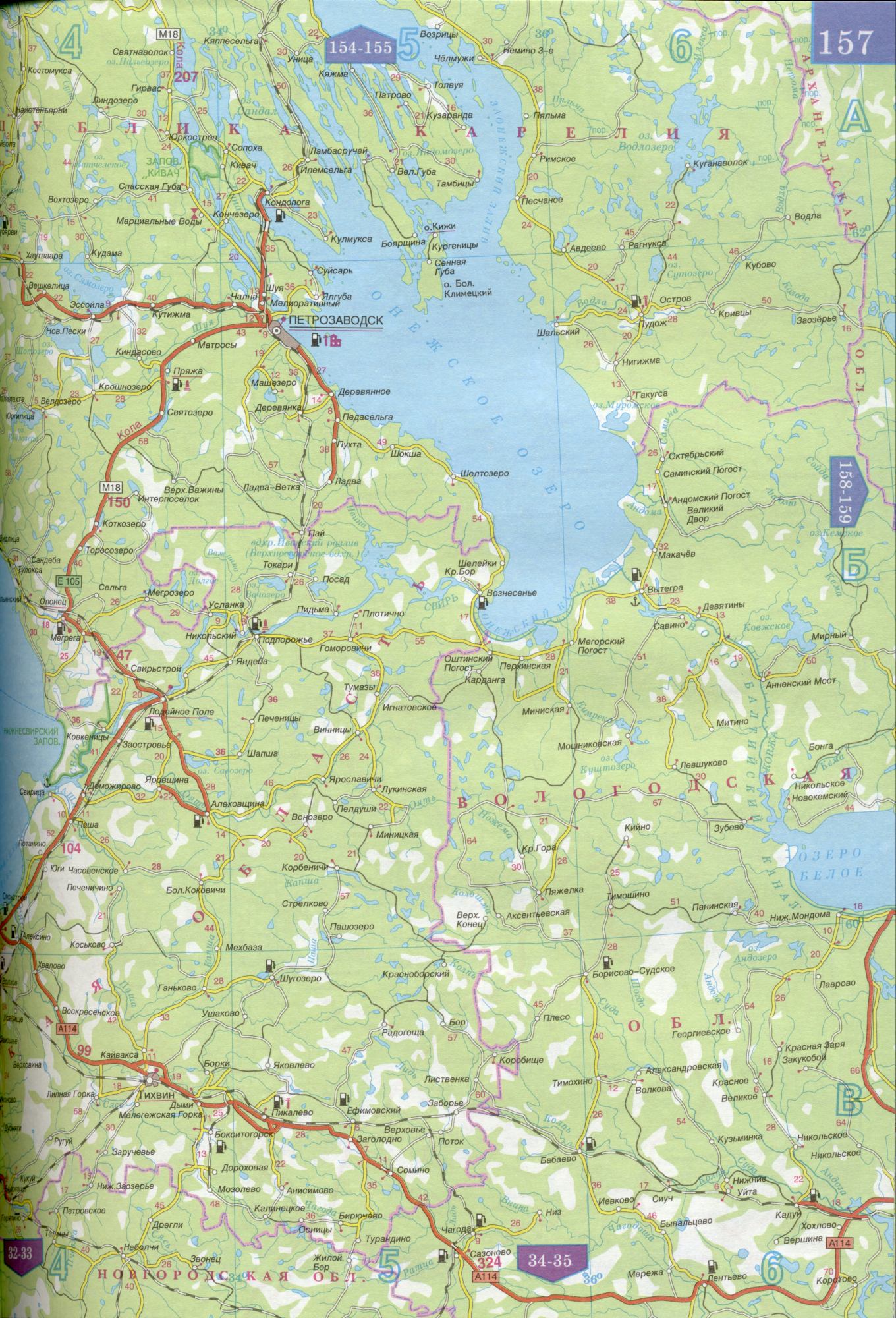 Карта республики Карелия 1см \u003d 15км. Карта автомобильных дорог республикаКарелия