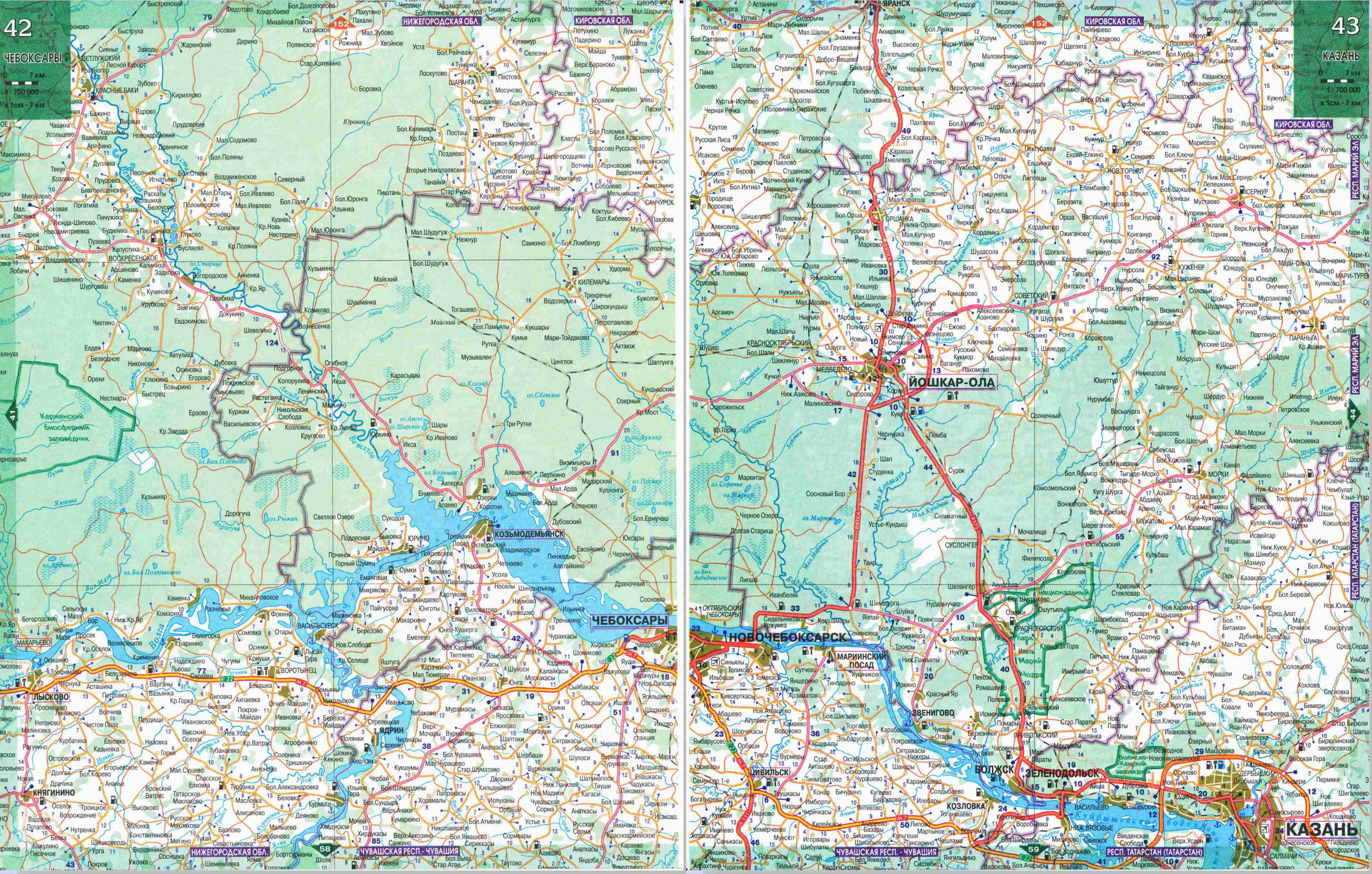 Подробная карта Чувашской республики. Карта дорог — Чувашская республика