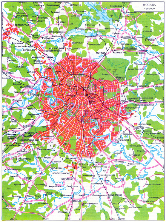 Карта автомобильных дорог Москвы. Все автодороги Москвы, все въезды и выезды города Москва. Подробная карта