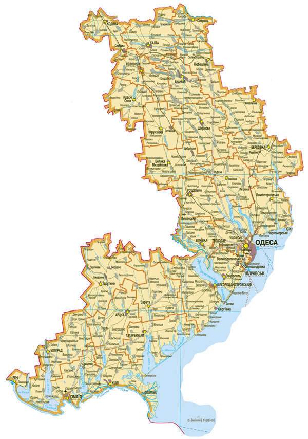Одесская область. Карта автомобильных дорог Одесской области.