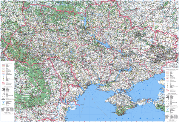 Карта автодорог дорог Украины. Атлас автомобильных дорог Украины. Все города и области. Карта масштаба 1:1 000 000.