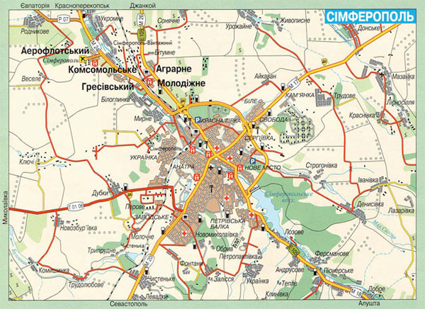 Бесплатно скачать подробную карту автомобильных дорог города Симферополь