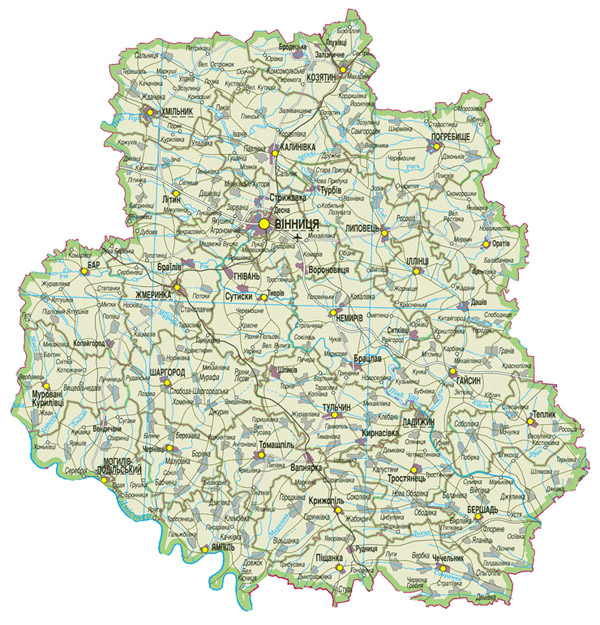 Винницкая область. Карта автомобильных дорог Винницкой области.